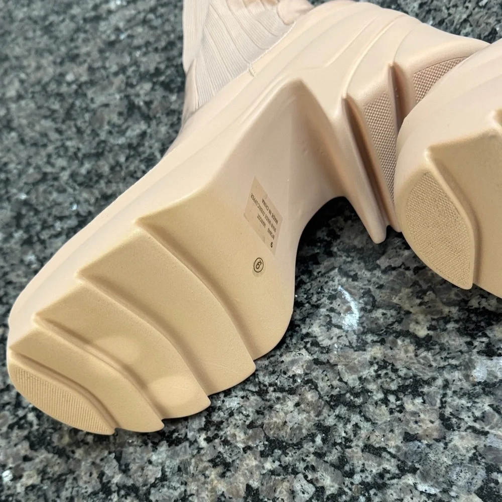 Lemonade platform Over the Knee Cream sock Boots NEW 9